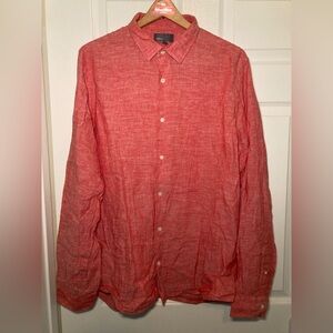 Vince Men's Size XL Linen Button-Up Shirt in Salmon